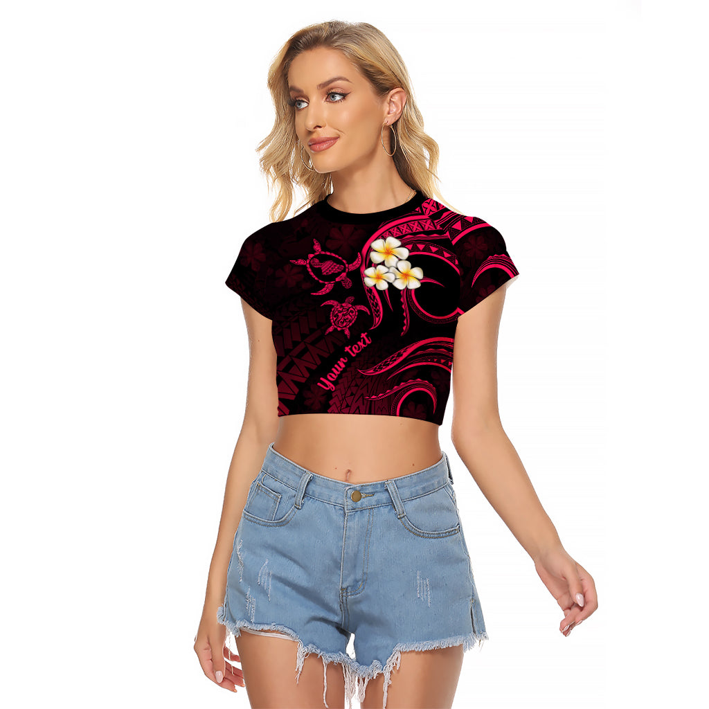 Personalised Maui Hawaii Raglan Cropped T Shirt Polynesian Tattoo and Pacific Plumeria Pink Vibe - Wonder Print Shop