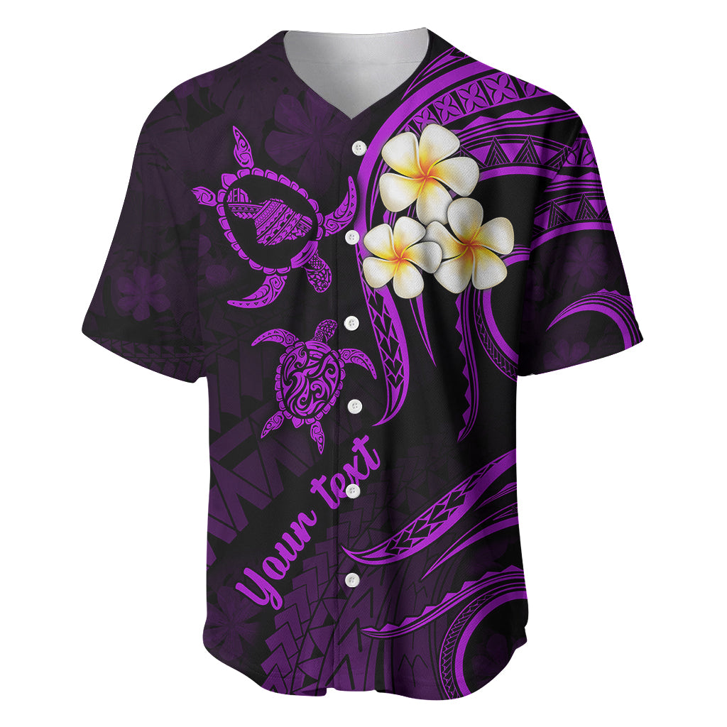 Personalised Maui Hawaii Baseball Jersey Polynesian Tattoo and Pacific Plumeria Purple Vibe LT9 - Wonder Print Shop