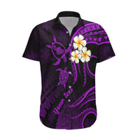 Personalised Maui Hawaii Hawaiian Shirt Polynesian Tattoo and Pacific Plumeria Purple Vibe - Wonder Print Shop