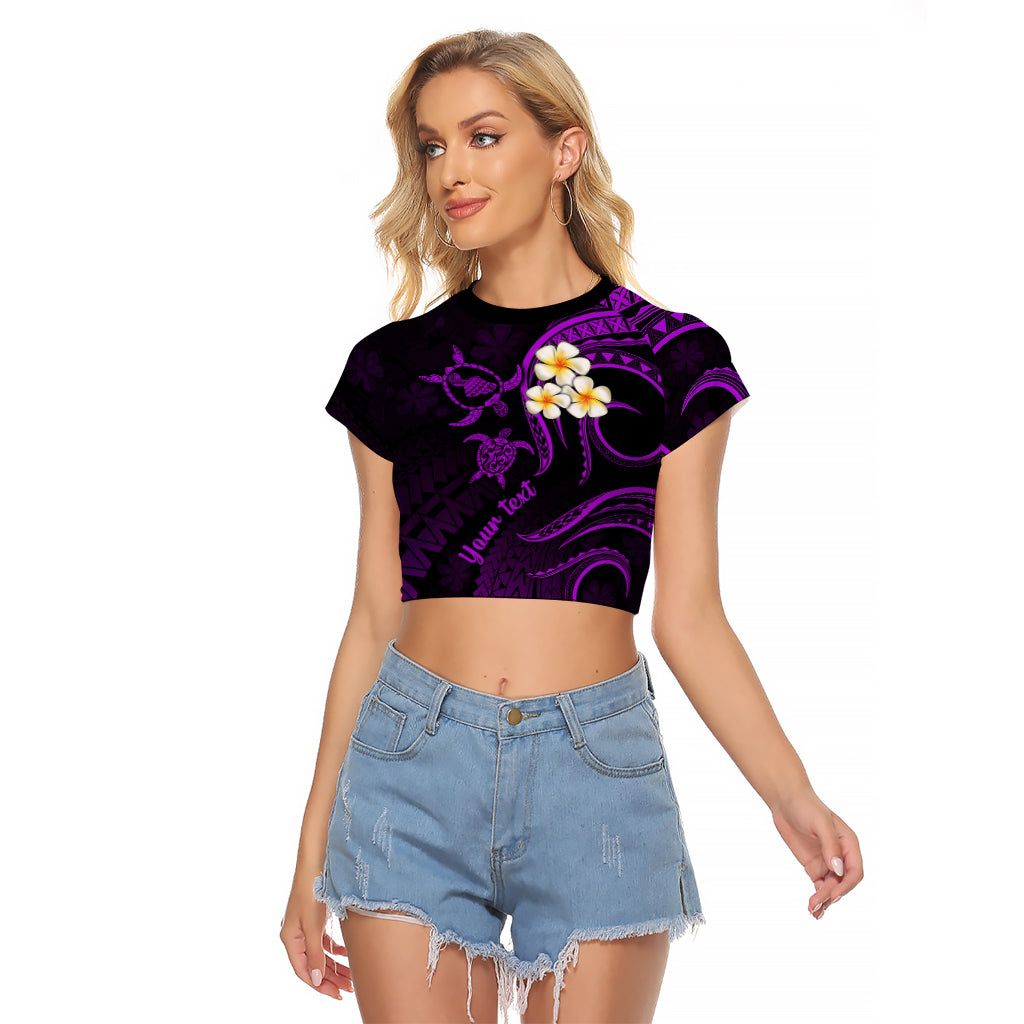 Personalised Maui Hawaii Raglan Cropped T Shirt Polynesian Tattoo and Pacific Plumeria Purple Vibe - Wonder Print Shop