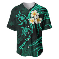 Personalised Maui Hawaii Baseball Jersey Polynesian Tattoo and Pacific Plumeria Turquoise Vibe LT9 - Wonder Print Shop