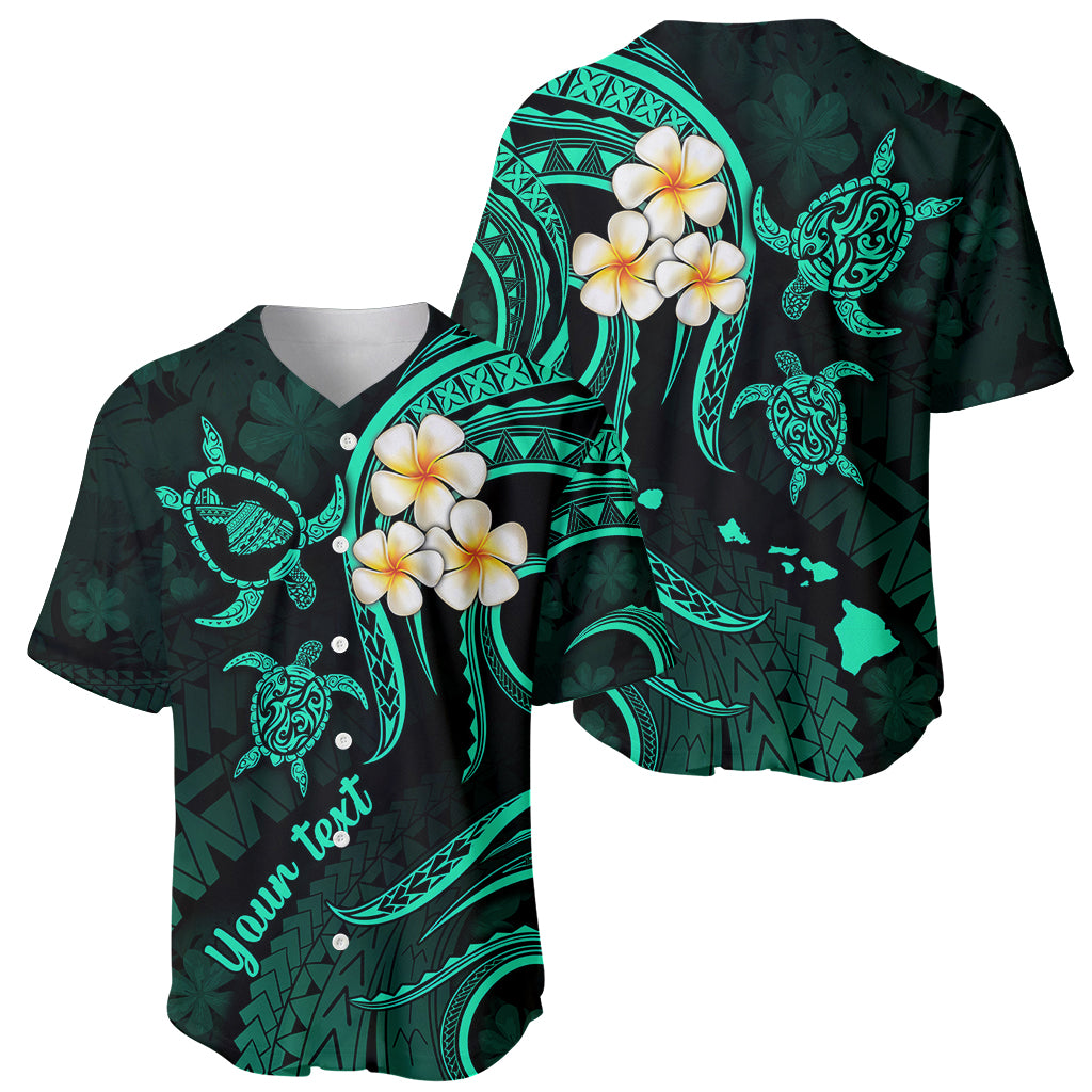 Personalised Maui Hawaii Baseball Jersey Polynesian Tattoo and Pacific Plumeria Turquoise Vibe LT9 - Wonder Print Shop