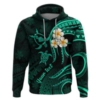 Personalised Maui Hawaii Hoodie Polynesian Tattoo and Pacific Plumeria Turquoise Vibe - Wonder Print Shop