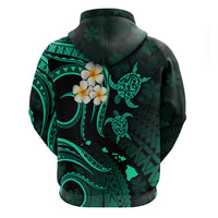 Personalised Maui Hawaii Hoodie Polynesian Tattoo and Pacific Plumeria Turquoise Vibe - Wonder Print Shop