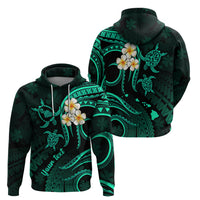 Personalised Maui Hawaii Hoodie Polynesian Tattoo and Pacific Plumeria Turquoise Vibe - Wonder Print Shop