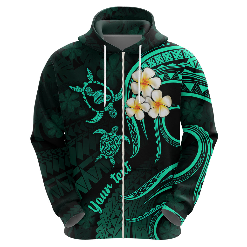 Personalised Maui Hawaii Hoodie Polynesian Tattoo and Pacific Plumeria Turquoise Vibe - Wonder Print Shop