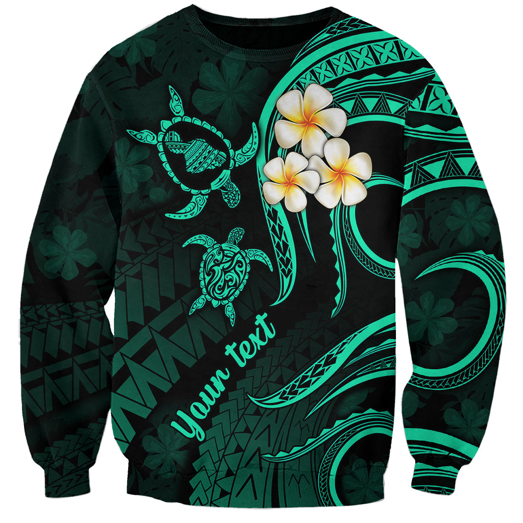 Personalised Maui Hawaii Sweatshirt Polynesian Tattoo and Pacific Plumeria Turquoise Vibe - Wonder Print Shop