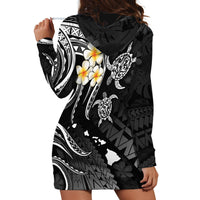Personalised Maui Hawaii Hoodie Dress Polynesian Tattoo and Pacific Plumeria White Vibe - Wonder Print Shop