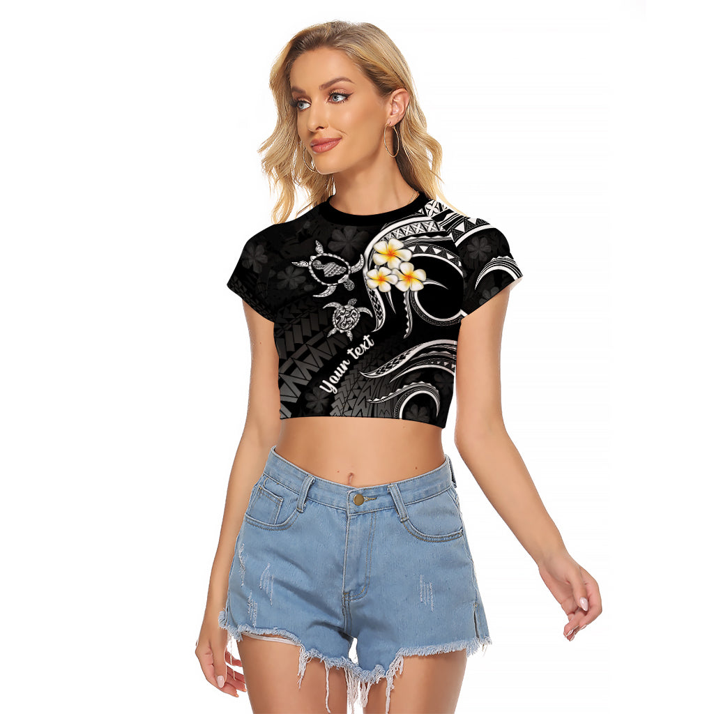 Personalised Maui Hawaii Raglan Cropped T Shirt Polynesian Tattoo and Pacific Plumeria White Vibe - Wonder Print Shop