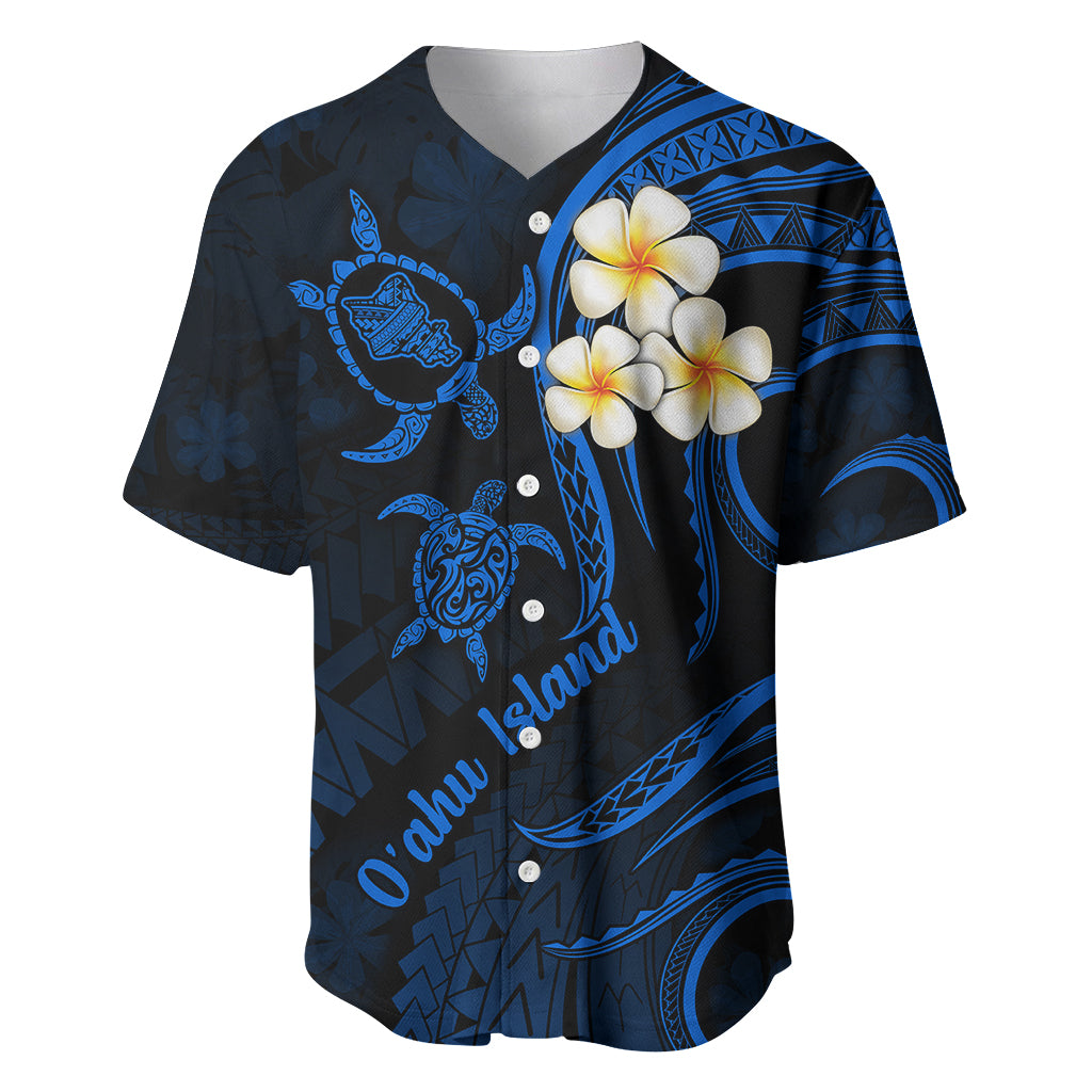 Hawaii Baseball Jersey Oahu Islands Pacific Plumeria Blue Vibe LT9 - Wonder Print Shop