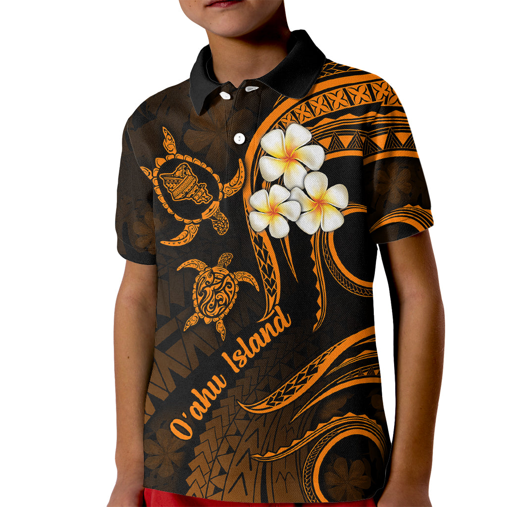 Hawaii Kid Polo Shirt Oahu Islands Pacific Plumeria Gold Vibe - Wonder Print Shop