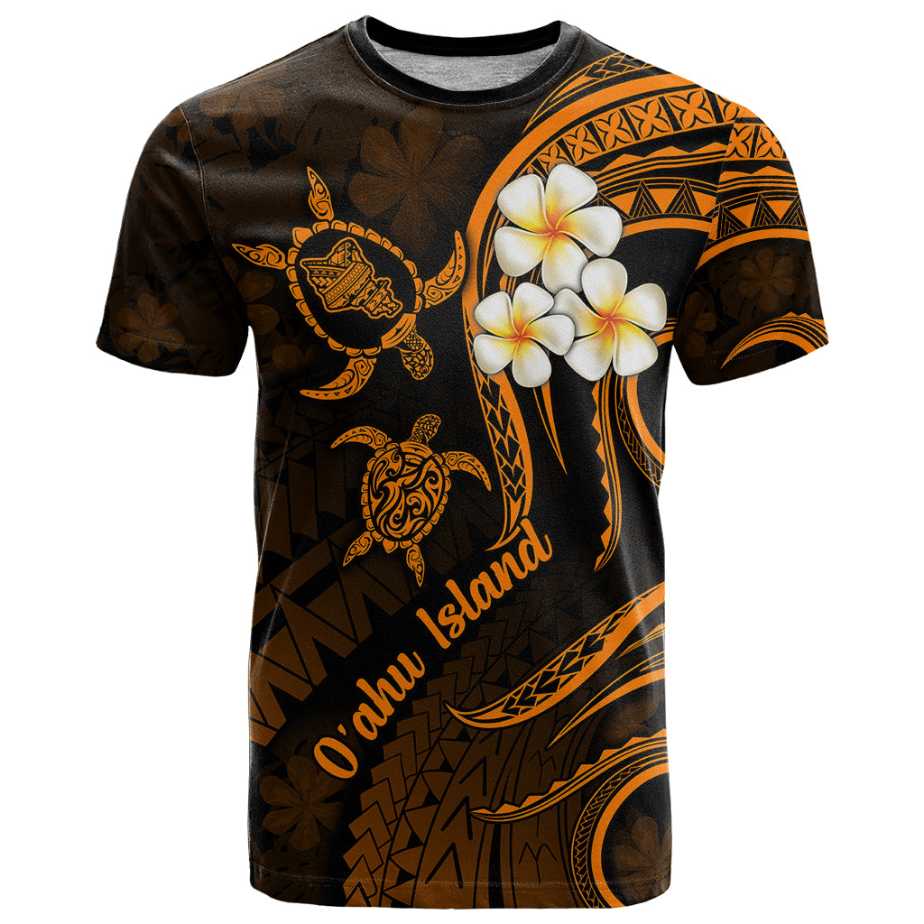 Hawaii T Shirt Oahu Islands Pacific Plumeria Gold Vibe - Wonder Print Shop