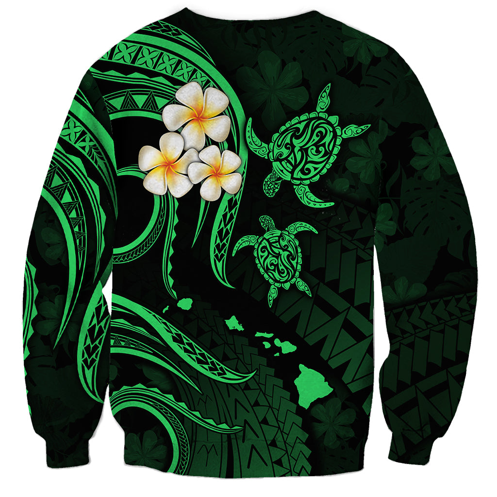 Hawaii Sweatshirt Oahu Islands Pacific Plumeria Green Vibe - Wonder Print Shop
