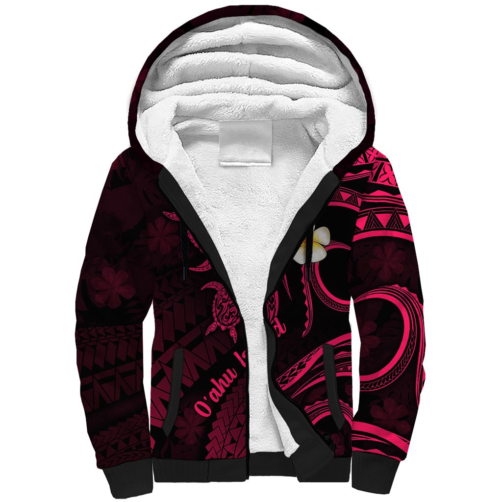 Hawaii Sherpa Hoodie Oahu Islands Pacific Plumeria Pink Vibe - Wonder Print Shop