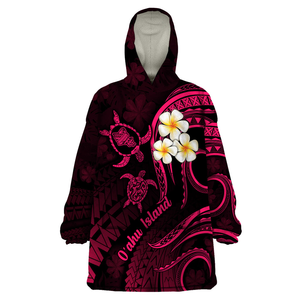 Hawaii Wearable Blanket Hoodie Oahu Islands Pacific Plumeria Pink Vibe - Wonder Print Shop
