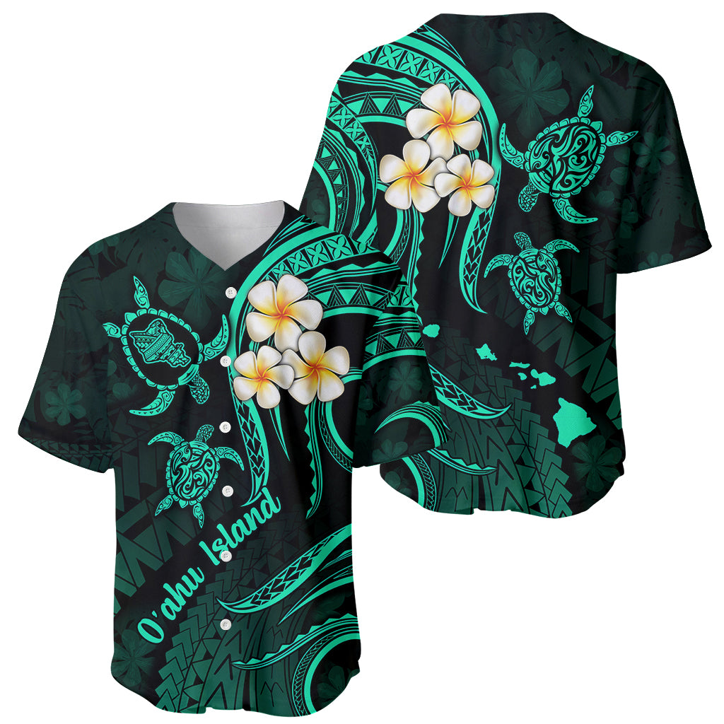 Hawaii Baseball Jersey Oahu Islands Pacific Plumeria Turquoise Vibe LT9 - Wonder Print Shop