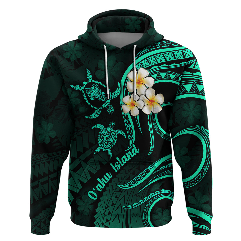 Hawaii Hoodie Oahu Islands Pacific Plumeria Turquoise Vibe - Wonder Print Shop