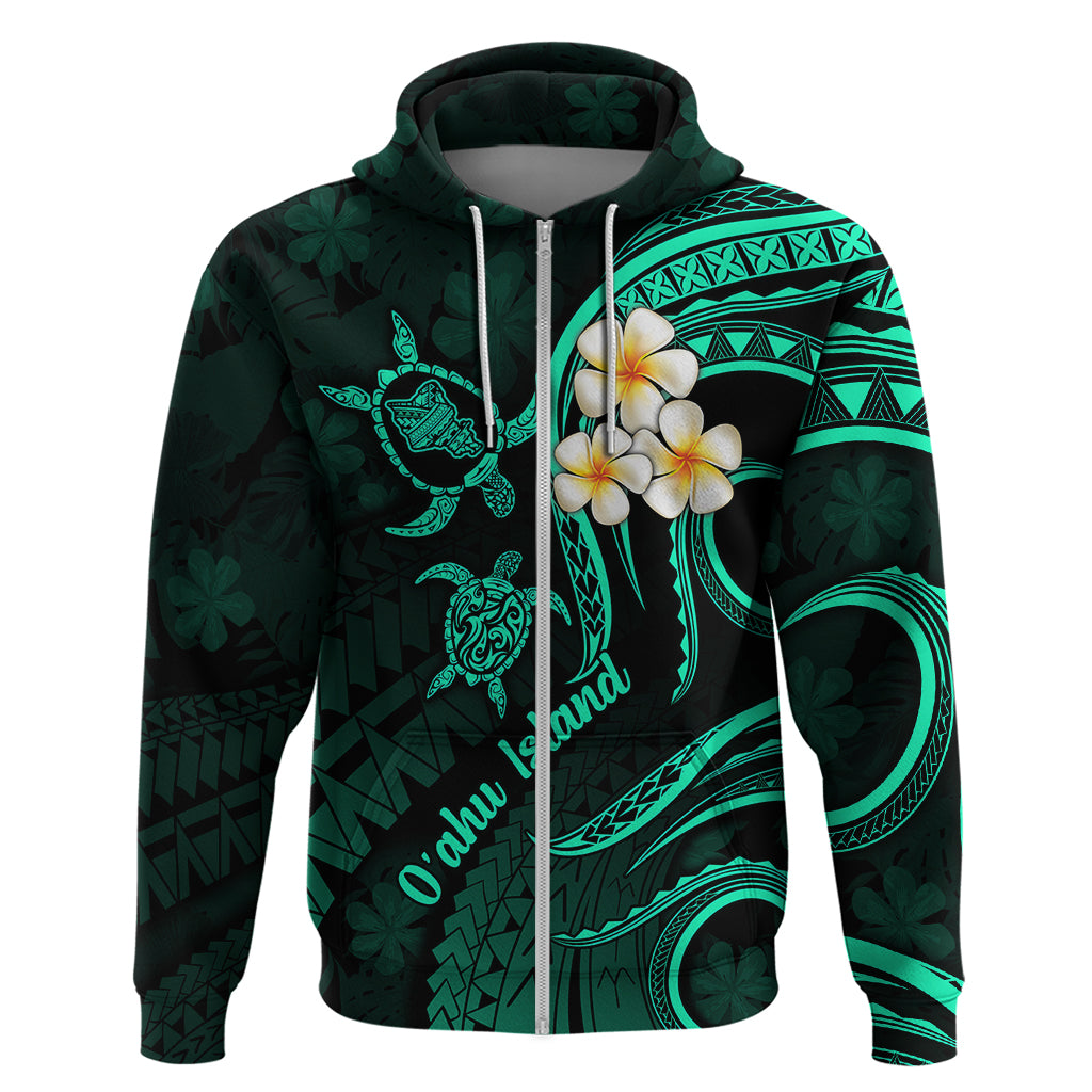 Hawaii Hoodie Oahu Islands Pacific Plumeria Turquoise Vibe - Wonder Print Shop