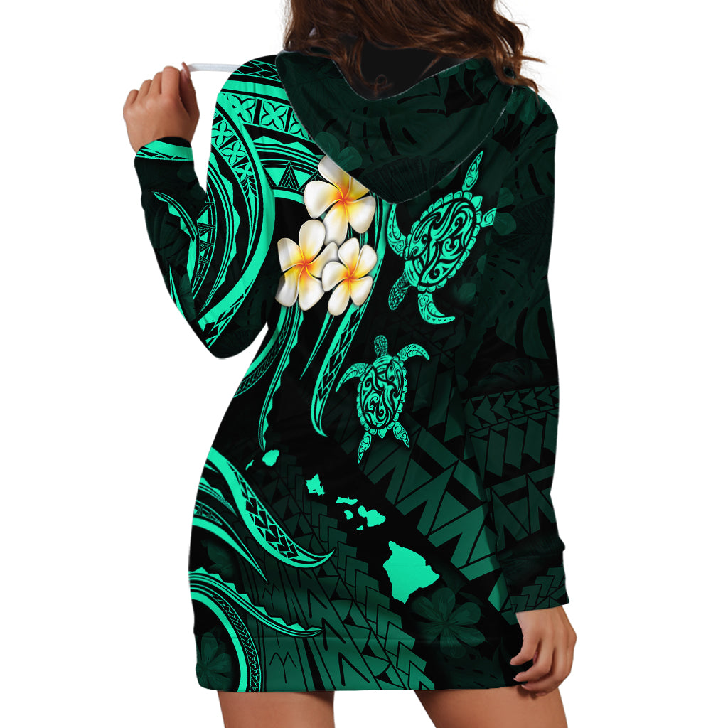 Hawaii Hoodie Dress Oahu Islands Pacific Plumeria Turquoise Vibe - Wonder Print Shop