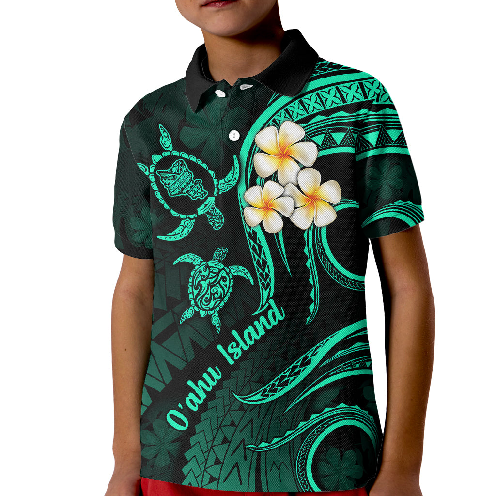Hawaii Kid Polo Shirt Oahu Islands Pacific Plumeria Turquoise Vibe - Wonder Print Shop