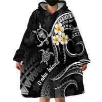 Hawaii Wearable Blanket Hoodie Oahu Islands Pacific Plumeria White Vibe - Wonder Print Shop