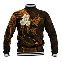 Personalised Oahu Hawaii Baseball Jacket Polynesian Tattoo and Pacific Plumeria Gold Vibe LT9 - Wonder Print Shop