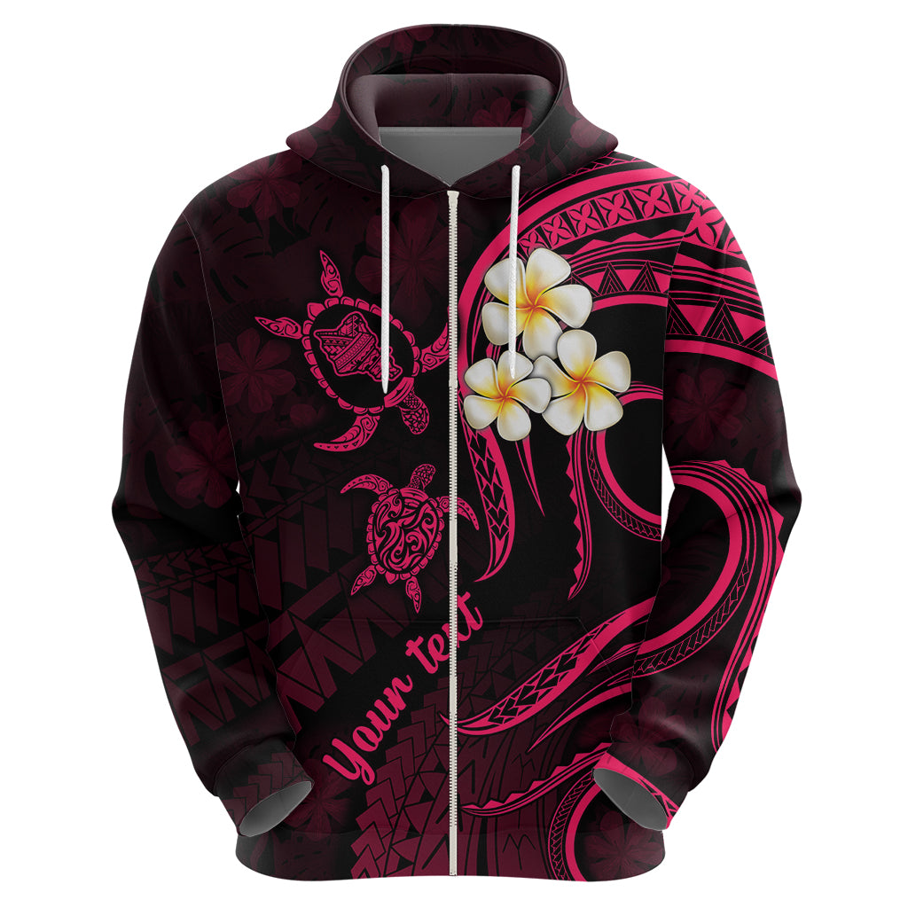 Personalised Oahu Hawaii Hoodie Polynesian Tattoo and Pacific Plumeria Pink Vibe - Wonder Print Shop