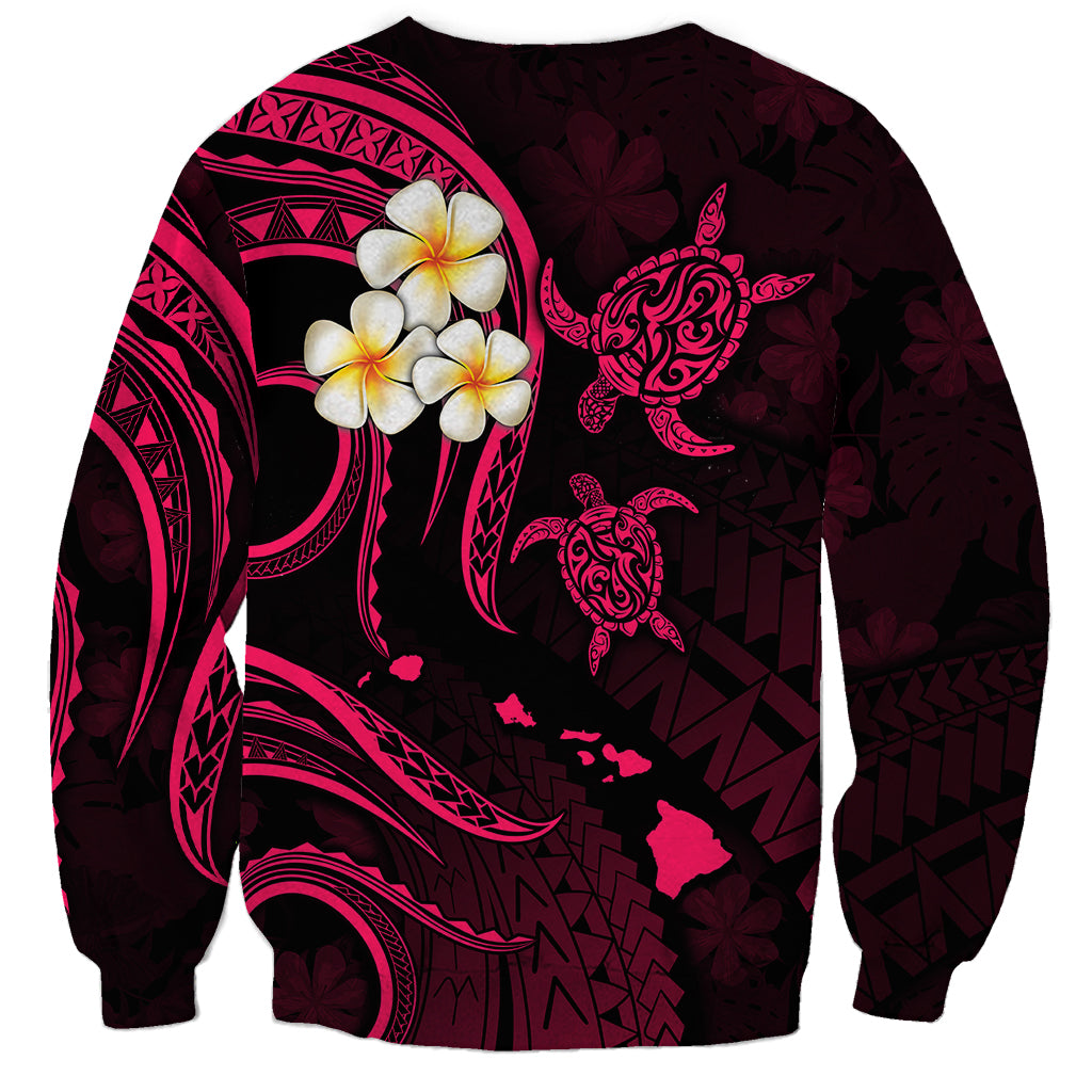 Personalised Oahu Hawaii Sweatshirt Polynesian Tattoo and Pacific Plumeria Pink Vibe - Wonder Print Shop