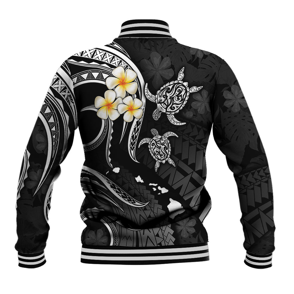 Personalised Oahu Hawaii Baseball Jacket Polynesian Tattoo and Pacific Plumeria White Vibe LT9 - Wonder Print Shop