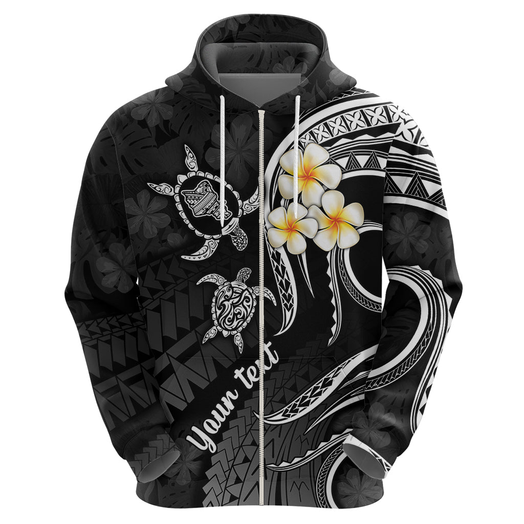 Personalised Oahu Hawaii Hoodie Polynesian Tattoo and Pacific Plumeria White Vibe - Wonder Print Shop