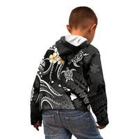 Personalised Oahu Hawaii Kid Hoodie Polynesian Tattoo and Pacific Plumeria White Vibe - Wonder Print Shop