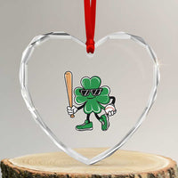 Lucky Baseball Shamrock Heart Crystal Glass Ornament St Patrick's Day T-Ball Sport Lover Gift - Wonder Print Shop