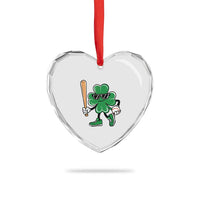 Lucky Baseball Shamrock Heart Crystal Glass Ornament St Patrick's Day T-Ball Sport Lover Gift - Wonder Print Shop