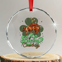 Lucky Cowboy Western Crystal Glass Ornament Funny St Patrick's Day