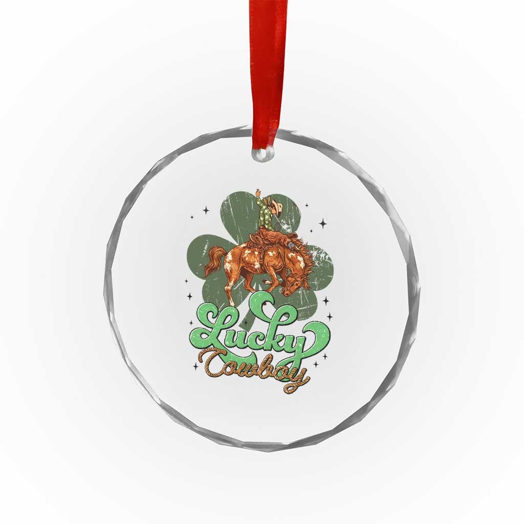 Lucky Cowboy Western Crystal Glass Ornament Funny St Patrick's Day