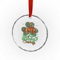Lucky Cowboy Western Crystal Glass Ornament Funny St Patrick's Day