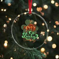 Lucky Cowboy Western Crystal Glass Ornament Funny St Patrick's Day