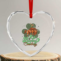 Lucky Cowboy Western Heart Crystal Glass Ornament Funny St Patrick's Day