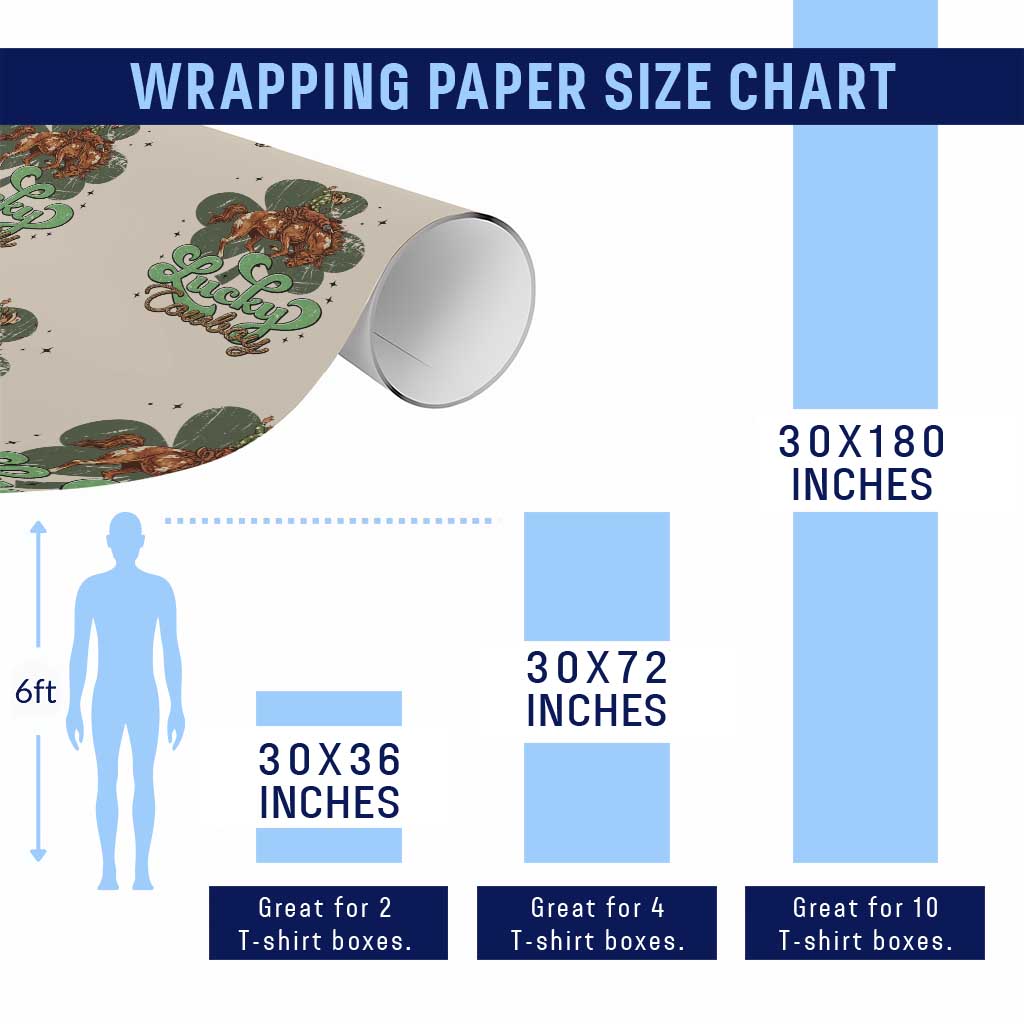Lucky Cowboy Western Wrapping Paper Roll Funny St Patrick's Day