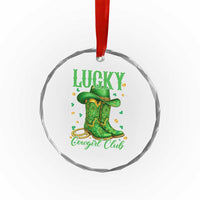 Lucky Cowgirl Club Crystal Glass Ornament Western Irish Cowboy St Patrick Day