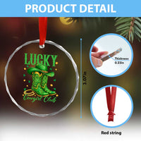 Lucky Cowgirl Club Crystal Glass Ornament Western Irish Cowboy St Patrick Day