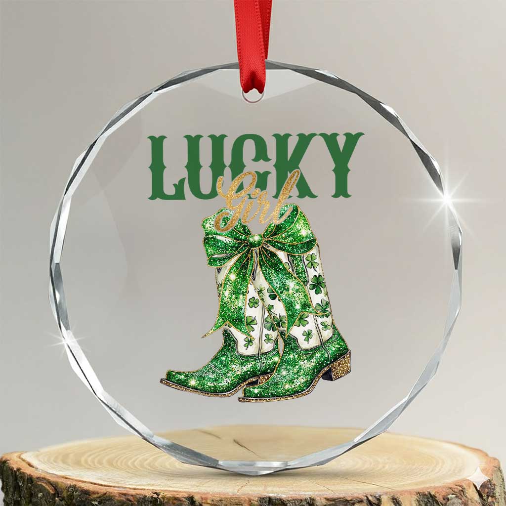 Lucky Cowgirl Crystal Glass Ornament Western Irish Cowboy St Patrick Day