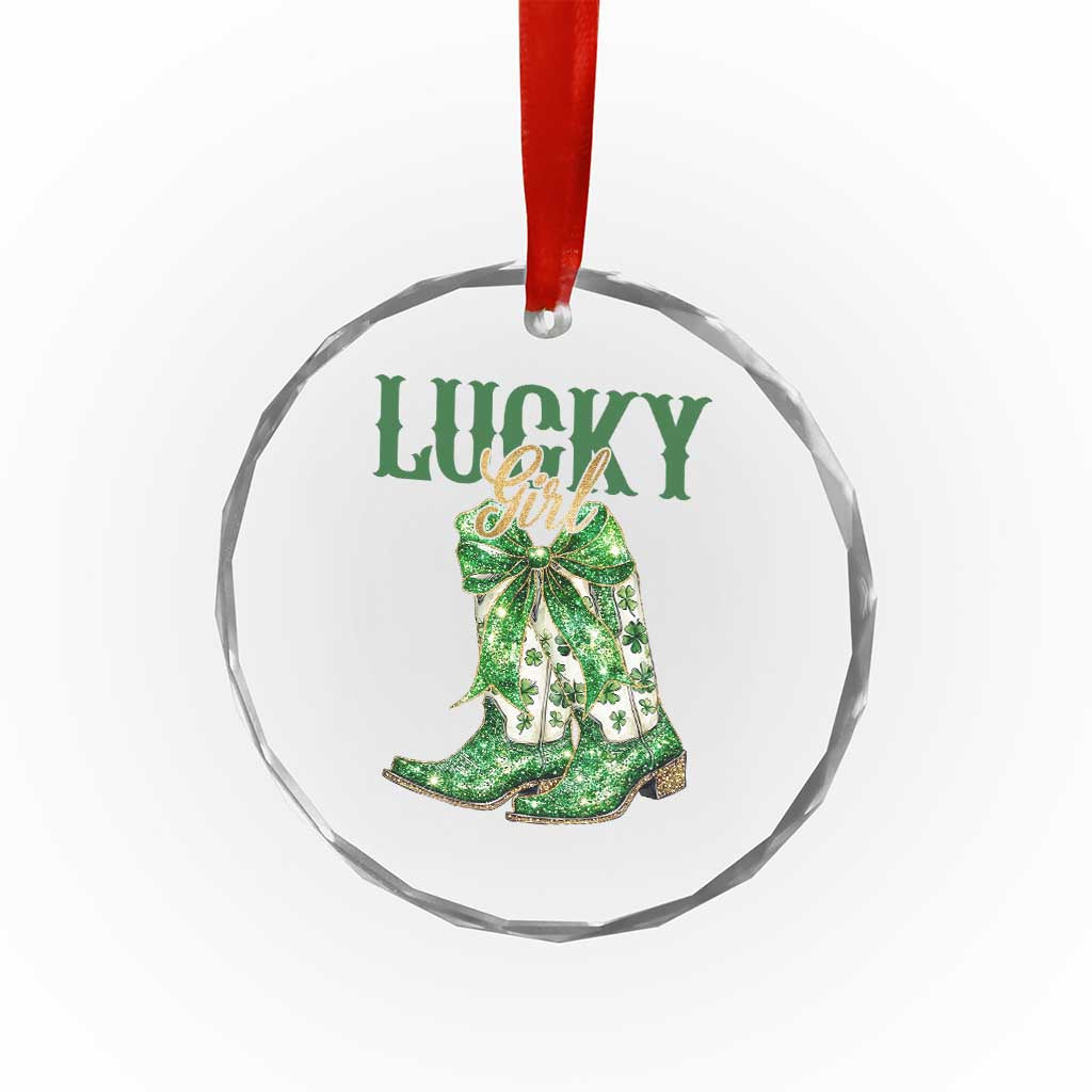 Lucky Cowgirl Crystal Glass Ornament Western Irish Cowboy St Patrick Day