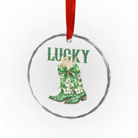 Lucky Cowgirl Crystal Glass Ornament Western Irish Cowboy St Patrick Day