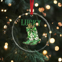 Lucky Cowgirl Crystal Glass Ornament Western Irish Cowboy St Patrick Day