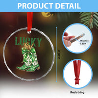 Lucky Cowgirl Crystal Glass Ornament Western Irish Cowboy St Patrick Day