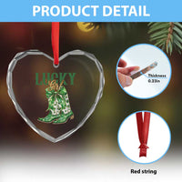 Lucky Cowgirl Heart Crystal Glass Ornament Western Irish Cowboy St Patrick Day