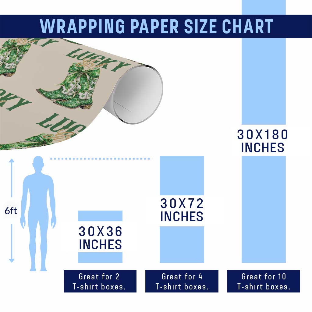 Lucky Cowgirl Wrapping Paper Roll Western Irish Cowboy St Patrick Day