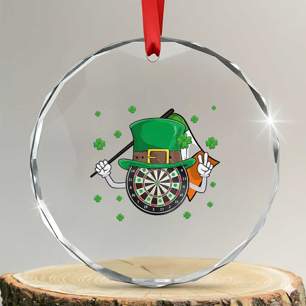 Lucky Darts Board With Irish Flag Crystal Glass Ornament St Patricks Day Gift