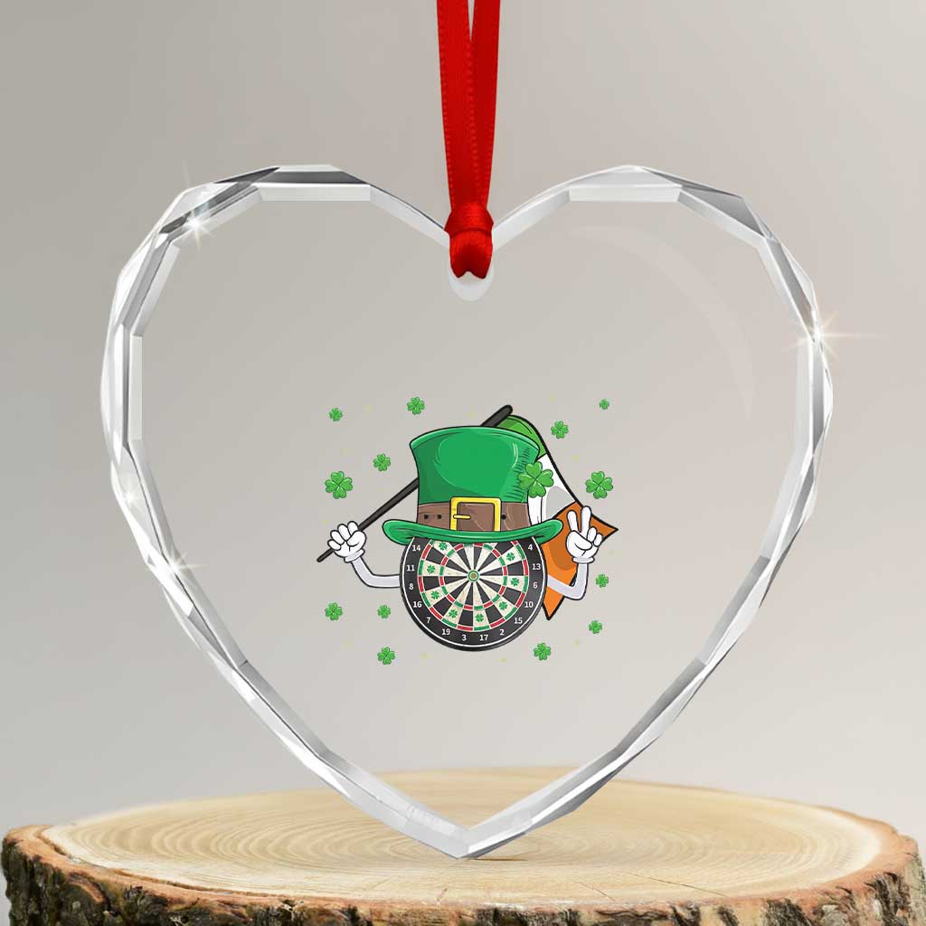 Lucky Darts Board With Irish Flag Heart Crystal Glass Ornament St Patricks Day Gift